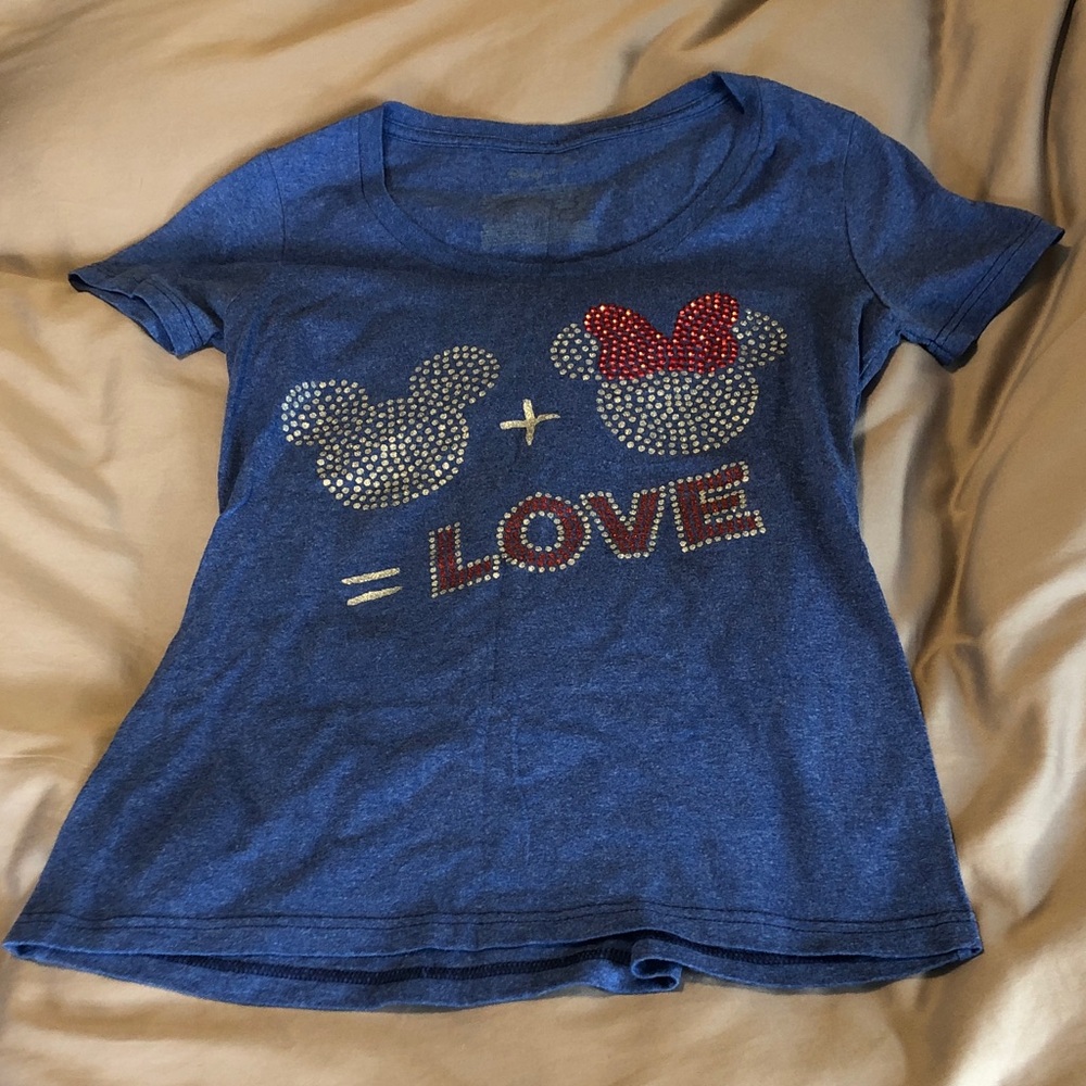 Blue ladies Mickey + Minnie = love  Shirt